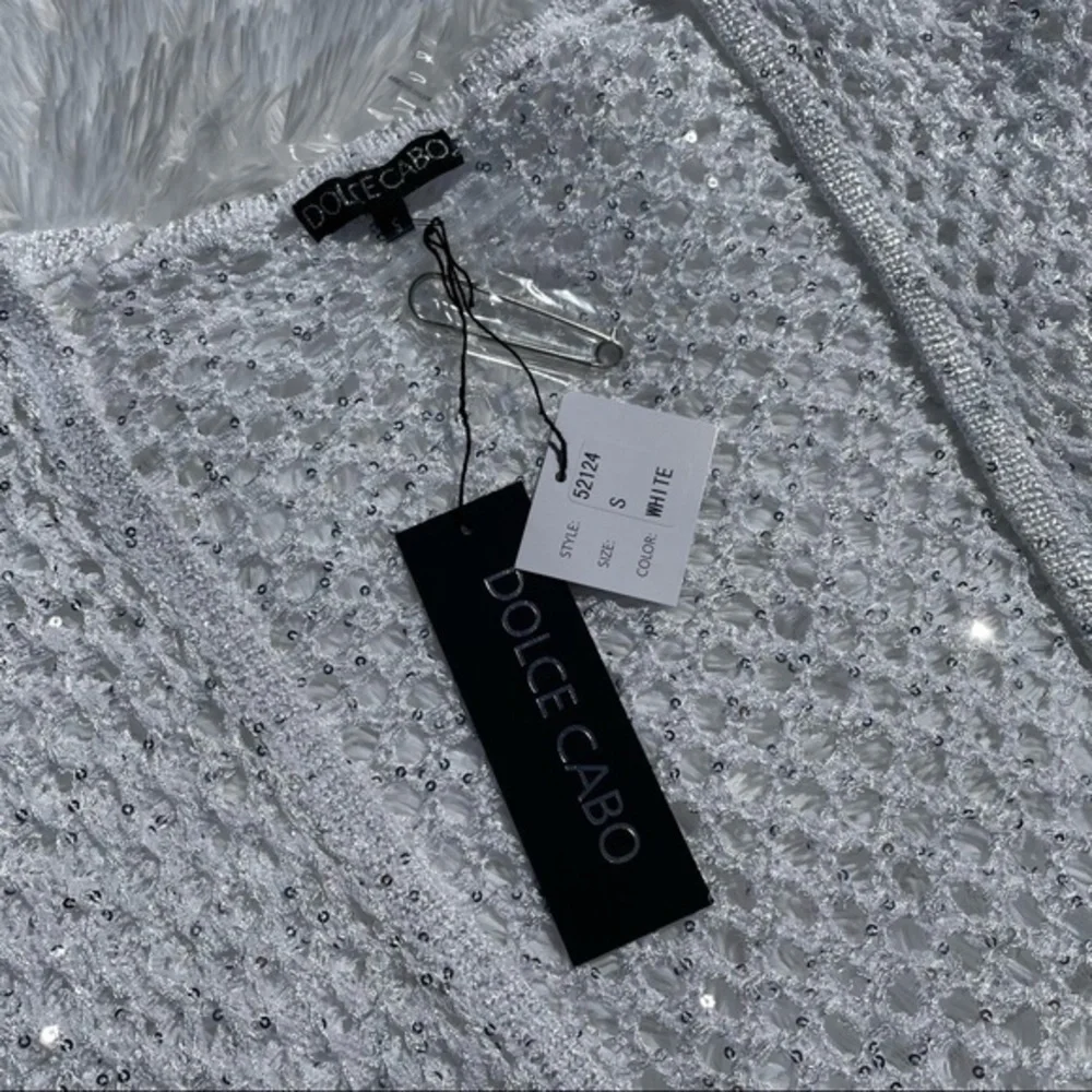 DOLCE CABO White Crochet Tassel Cardigan Small - Picture 8 of 9